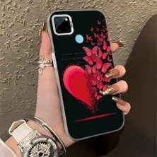 HONTINGA Realme C25Y ile Uyumlu Kılıf Silikon Kenar Sert Arka Kamera Koruyucu Basitlik Anti Düşme Kamera Korumalı Kelebek Desen Couple Telefon Kılıfı Kadın ve Erkek Için Uygundur K1-1367