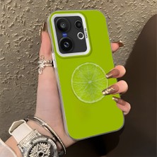 HONTINGA Vivo X200 Fe ile Uyumlu Kılıf Silikon Kenar Sert Arka Kamera Koruyucu Basitlik Anti Düşme Kamera Korumalı Limon Desen Couple Telefon Kılıfı Kadın ve Erkek Için Uygundur K1-1370