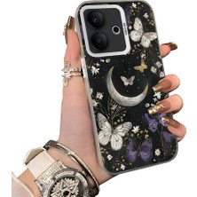 HONTINGA Vivo V60 Lite 5g ile Uyumlu Kılıf Silikon Kenar Sert Arka Kamera Koruyucu Basitlik Anti Düşme Kamera Korumalı Ay Desen Couple Telefon Kılıfı Kadın ve Erkek Için Uygundur K1-1373