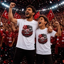 Bk Gift Kişiye Özel Türkiye Taraftar Temalı 2026 Dünya Kupası Tasarımlı Baba&oğul Tişört Seti-4, Tek Yürek Milli Takım Ruhu