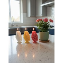AY IŞIĞI MUMLARI Yaprak Ağaç Desenli 3'lü Hediyelik Dekoratif Hoş Kokulu Soya Wax Mum (Sarı + Beyaz + Pembe Renkli)