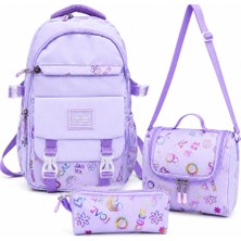 Cakard Lavender Dream 3’lü Kız Okul Çanta Seti – Sırt Çantası, Beslenme Çantası ve Kalemlik