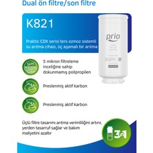 Prio K821  3'ü 1 Arada Sediment Karbon Blok ve Post Karbon Filtre