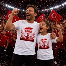 Bk Gift Kişiye Özel Türkiye Taraftar Temalı 2026 Dünya Kupası Tasarımlı Baba&kız Tişört Seti-7, Tek Yürek Milli Takım Ruhu
