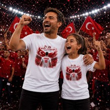 Bk Gift Kişiye Özel Türkiye Taraftar Temalı 2026 Dünya Kupası Tasarımlı Baba&kız Tişört Seti-2, Tek Yürek Milli Takım Ruhu