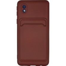 Bezos Galaxy A01 Core Kılıf Kelvin Kartvizitli Silikon - Bordo