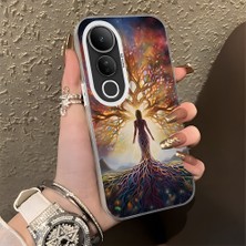 HONTINGA Vivo V50 Lite ile Uyumlu Kılıf Silikon Kenar Sert Arka Kamera Koruyucu Basitlik Anti Düşme Kamera Korumalı Sanat Desen Couple Telefon Kılıfı Kadın ve Erkek Için Uygundur K1-1368