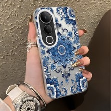 HONTINGA Vivo V50 Lite ile Uyumlu Kılıf Silikon Kenar Sert Arka Kamera Koruyucu Basitlik Anti Düşme Kamera Korumalı Fars Desen Couple Telefon Kılıfı Kadın ve Erkek Için Uygundur K1-1369