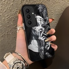 HONTINGA Samsung Galaxy S25 Fe ile Uyumlu Kılıf Silikon Kenar Sert Arka Kamera Koruyucu Basitlik Anti Düşme Kamera Korumalı Yaratıcılık Desen Couple Telefon Kılıfı Kadın ve Erkek Için Uygundur K1-1371