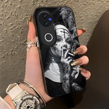HONTINGA Vivo V50 ile Uyumlu Kılıf Silikon Kenar Sert Arka Kamera Koruyucu Basitlik Anti Düşme Kamera Korumalı Yaratıcılık Desen Couple Telefon Kılıfı Kadın ve Erkek Için Uygundur K1-1371