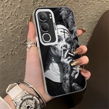 HONTINGA Vivo Y19S ile Uyumlu Kılıf Silikon Kenar Sert Arka Kamera Koruyucu Basitlik Anti Düşme Kamera Korumalı Yaratıcılık Desen Couple Telefon Kılıfı Kadın ve Erkek Için Uygundur K1-1371