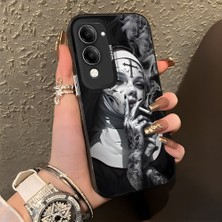 HONTINGA Vivo Y29S ile Uyumlu Kılıf Silikon Kenar Sert Arka Kamera Koruyucu Basitlik Anti Düşme Kamera Korumalı Yaratıcılık Desen Couple Telefon Kılıfı Kadın ve Erkek Için Uygundur K1-1371