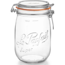 Le Parfait Super Cam Kavanoz 1l  – Hermetik Kapaklı Fransız Konserve & Fermentasyon Kavanozu – Turşu, Kefir, Yoğurt, Sos ve Saklama İçin