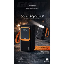 Simex 50.000 mAh 22.5W PD Hızlı Şarj Kablolu Powerbank Dijital Göstergeli Fenerli Taşınabilir Kamp Cihazı