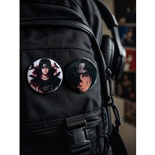 Fynbos Naruto Itachi Uchiha Rozet Seti 2'li 44 mm – Anime Çanta Rozeti, Metal Pin Badge, Manga Aksesuarı