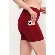 Opendo Yüksek Bel Toparlayıcı Etki Kadın Cepli Mini Şort Tayt