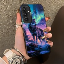 HONTINGA Samsung Galaxy S23 Fe ile Uyumlu Kılıf Silikon Kenar Sert Arka Kamera Koruyucu Basitlik Anti Düşme Kamera Korumalı Kurt Desen Couple Telefon Kılıfı Kadın ve Erkek Için Uygundur K1-1372