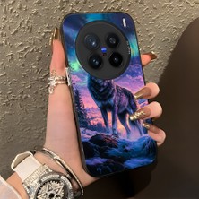 HONTINGA Vivo X200 Pro ile Uyumlu Kılıf Silikon Kenar Sert Arka Kamera Koruyucu Basitlik Anti Düşme Kamera Korumalı Kurt Desen Couple Telefon Kılıfı Kadın ve Erkek Için Uygundur K1-1372