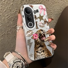HONTINGA Vivo V50 Lite ile Uyumlu Kılıf Silikon Kenar Sert Arka Kamera Koruyucu Basitlik Anti Düşme Kamera Korumalı Leoparlı Desen Couple Telefon Kılıfı Kadın ve Erkek Için Uygundur K1-1375