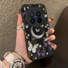 HONTINGA Vivo X300 Pro ile Uyumlu Kılıf Silikon Kenar Sert Arka Kamera Koruyucu Basitlik Anti Düşme Kamera Korumalı Ay Desen Couple Telefon Kılıfı Kadın ve Erkek Için Uygundur K1-1373