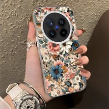 HONTINGA Vivo X300 Pro ile Uyumlu Kılıf Silikon Kenar Sert Arka Kamera Koruyucu Basitlik Anti Düşme Kamera Korumalı Çiçekli Desen Couple Telefon Kılıfı Kadın ve Erkek Için Uygundur K1-1374