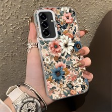 HONTINGA Samsung Galaxy A56 ile Uyumlu Kılıf Silikon Kenar Sert Arka Kamera Koruyucu Basitlik Anti Düşme Kamera Korumalı Çiçekli Desen Couple Telefon Kılıfı Kadın ve Erkek Için Uygundur K1-1374