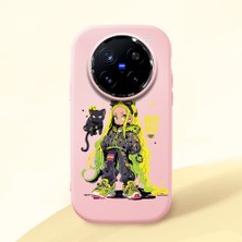 HONTINGA Vivo X200 Pro ile Uyumlu Kılıf Kamera Korumalı Düşüme Önleyici Kamera Koruyucu Pembe Yumuşak Silikon Couple Telefon Kılıfı Kız Desenli K4-0378