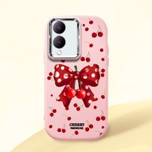 HONTINGA Vivo Y28 ile Uyumlu Kılıf Kamera Korumalı Düşüme Önleyici Kamera Koruyucu Pembe Yumuşak Silikon Couple Telefon Kılıfı Fiyonk Desenli K4-0379