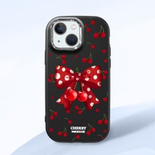 HONTINGA iPhone 13 Mini ile Uyumlu Kılıf Kamera Korumalı Düşüme Önleyici Kamera Koruyucu Siyah Yumuşak Silikon Couple Telefon Kılıfı Fiyonk Desenli K4-0379