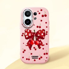 HONTINGA Vivo X200 Fe ile Uyumlu Kılıf Kamera Korumalı Düşüme Önleyici Kamera Koruyucu Pembe Yumuşak Silikon Couple Telefon Kılıfı Fiyonk Desenli K4-0379