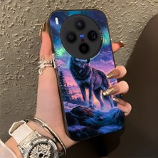 HONTINGA Vivo X300 ile Uyumlu Kılıf Silikon Kenar Sert Arka Kamera Koruyucu Basitlik Anti Düşme Kamera Korumalı Kurt Desen Couple Telefon Kılıfı Kadın ve Erkek Için Uygundur K1-1372
