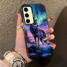 HONTINGA Samsung Galaxy S24 Fe ile Uyumlu Kılıf Silikon Kenar Sert Arka Kamera Koruyucu Basitlik Anti Düşme Kamera Korumalı Kurt Desen Couple Telefon Kılıfı Kadın ve Erkek Için Uygundur K1-1372