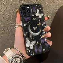 HONTINGA iPhone 13 Pro Max ile Uyumlu Kılıf Silikon Kenar Sert Arka Kamera Koruyucu Basitlik Anti Düşme Kamera Korumalı Ay Desen Couple Telefon Kılıfı Kadın ve Erkek Için Uygundur K1-1373