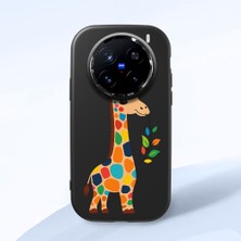 HONTINGA Vivo X200 Pro ile Uyumlu Kılıf Kamera Korumalı Düşüme Önleyici Kamera Koruyucu Siyah Yumuşak Silikon Couple Telefon Kılıfı Zürafa Desenli K4-0376
