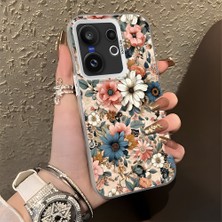 HONTINGA Vivo X200 Fe ile Uyumlu Kılıf Silikon Kenar Sert Arka Kamera Koruyucu Basitlik Anti Düşme Kamera Korumalı Çiçekli Desen Couple Telefon Kılıfı Kadın ve Erkek Için Uygundur K1-1374