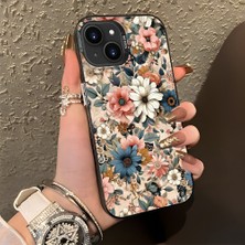 HONTINGA iPhone 13 Mini ile Uyumlu Kılıf Silikon Kenar Sert Arka Kamera Koruyucu Basitlik Anti Düşme Kamera Korumalı Çiçekli Desen Couple Telefon Kılıfı Kadın ve Erkek Için Uygundur K1-1374