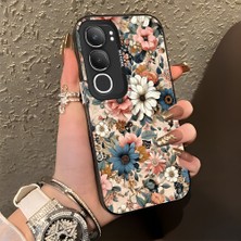 HONTINGA Vivo Y19S ile Uyumlu Kılıf Silikon Kenar Sert Arka Kamera Koruyucu Basitlik Anti Düşme Kamera Korumalı Çiçekli Desen Couple Telefon Kılıfı Kadın ve Erkek Için Uygundur K1-1374