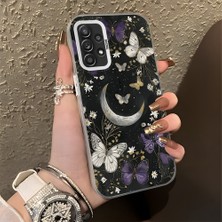HONTINGA Samsung Galaxy A52S 5g ile Uyumlu Kılıf Silikon Kenar Sert Arka Kamera Koruyucu Basitlik Anti Düşme Kamera Korumalı Ay Desen Couple Telefon Kılıfı Kadın ve Erkek Için Uygundur K1-1373