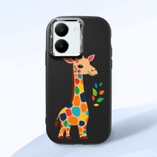 HONTINGA Vivo Y27 ile Uyumlu Kılıf Kamera Korumalı Düşüme Önleyici Kamera Koruyucu Siyah Yumuşak Silikon Couple Telefon Kılıfı Zürafa Desenli K4-0376
