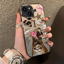 HONTINGA iPhone 13 Mini ile Uyumlu Kılıf Silikon Kenar Sert Arka Kamera Koruyucu Basitlik Anti Düşme Kamera Korumalı Leoparlı Desen Couple Telefon Kılıfı Kadın ve Erkek Için Uygundur K1-1375