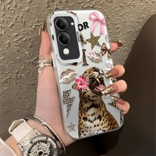 HONTINGA Vivo Y29S ile Uyumlu Kılıf Silikon Kenar Sert Arka Kamera Koruyucu Basitlik Anti Düşme Kamera Korumalı Leoparlı Desen Couple Telefon Kılıfı Kadın ve Erkek Için Uygundur K1-1375
