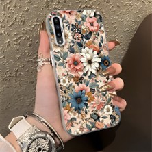 HONTINGA Samsung Galaxy A30S ile Uyumlu Kılıf Silikon Kenar Sert Arka Kamera Koruyucu Basitlik Anti Düşme Kamera Korumalı Çiçekli Desen Couple Telefon Kılıfı Kadın ve Erkek Için Uygundur K1-1374
