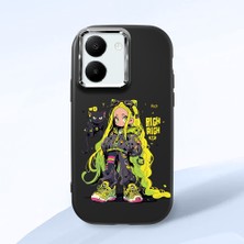 HONTINGA Vivo Y27 ile Uyumlu Kılıf Kamera Korumalı Düşüme Önleyici Kamera Koruyucu Siyah Yumuşak Silikon Couple Telefon Kılıfı Kız Desenli K4-0378