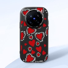 HONTINGA Vivo X200 Pro ile Uyumlu Kılıf Kamera Korumalı Düşüme Önleyici Kamera Koruyucu Siyah Yumuşak Silikon Couple Telefon Kılıfı Kalp Desenli K4-0377