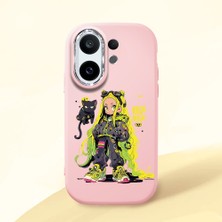 HONTINGA Vivo X200 Fe ile Uyumlu Kılıf Kamera Korumalı Düşüme Önleyici Kamera Koruyucu Pembe Yumuşak Silikon Couple Telefon Kılıfı Kız Desenli K4-0378