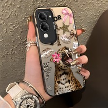 HONTINGA Vivo Y04 ile Uyumlu Kılıf Silikon Kenar Sert Arka Kamera Koruyucu Basitlik Anti Düşme Kamera Korumalı Leoparlı Desen Couple Telefon Kılıfı Kadın ve Erkek Için Uygundur K1-1375