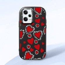 HONTINGA Poco X5 Pro 5g ile Uyumlu Kılıf Kamera Korumalı Düşüme Önleyici Kamera Koruyucu Siyah Yumuşak Silikon Couple Telefon Kılıfı Kalp Desenli K4-0377