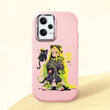 HONTINGA Poco X5 Pro 5g ile Uyumlu Kılıf Kamera Korumalı Düşüme Önleyici Kamera Koruyucu Pembe Yumuşak Silikon Couple Telefon Kılıfı Kız Desenli K4-0378