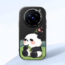 HONTINGA Vivo X200 Pro ile Uyumlu Kılıf Kamera Korumalı Düşüme Önleyici Kamera Koruyucu Siyah Yumuşak Silikon Couple Telefon Kılıfı Panda Desenli K4-0380