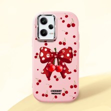 HONTINGA Poco X5 Pro 5g ile Uyumlu Kılıf Kamera Korumalı Düşüme Önleyici Kamera Koruyucu Pembe Yumuşak Silikon Couple Telefon Kılıfı Fiyonk Desenli K4-0379